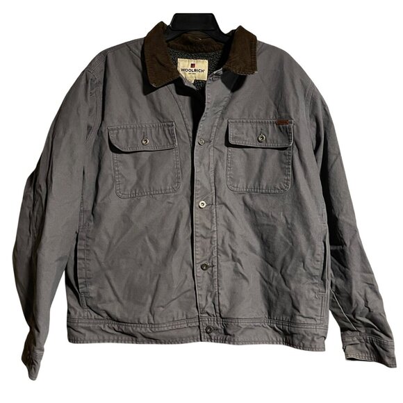 Woolrich Drifter Chore Jacket Gray Sherpa Lined Cotton Shell Men XXL Vintage 90s - Picture 1 of 11